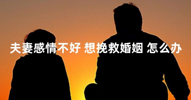 夫妻感情不好 想挽救婚姻 怎么办